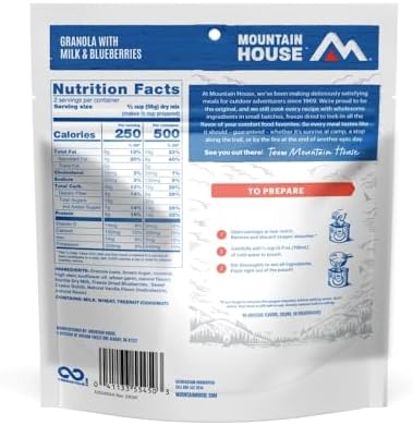 Mountain House Granola with Milk & Blueberries | Freeze Dried Backpacking & Camping Food | 6-Pack (0055450)
