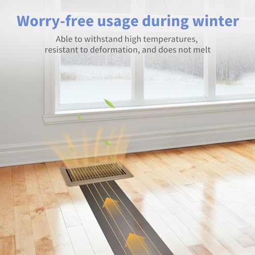 4" x 10" Floor Register 2 Pack - Heavy Duty Steel Walkable Floor Vents - Easy Adjust Air Supply Lever - Vent Covers for Home (Brown)