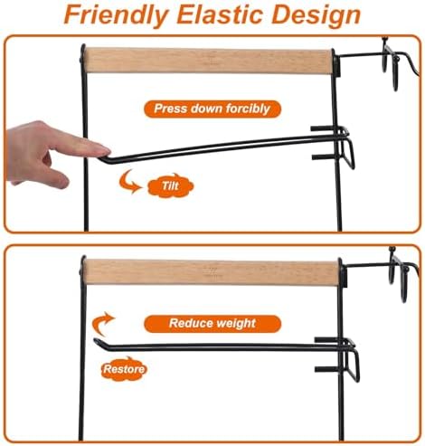 Grill Caddy, Picnic BBQ Organizer for Camping Outdoor Mesh Basket with 3 Hanging Hooks and Paper Towel Holder, Ideal Table Storage Tools for RV Camper/Tailgating/Flatware