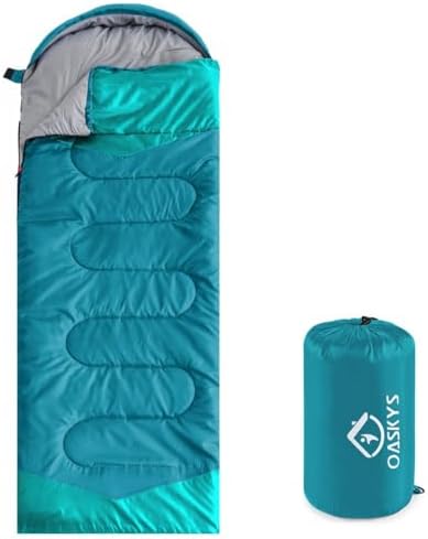 oaskys Camping Sleeping Bag - 3 Season Warm & Cool Weather - Summer Spring Fall Lightweight Waterproof for Adults Kids - Camping Gear Equipment, Traveling, and Outdoors