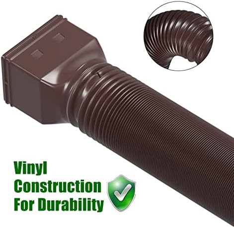 2 Pack Rain Gutter Downspout Extensions Flexible,Universal Drain Downspout Extender Drainage Connector 21"-68",Screws for Included,Brown