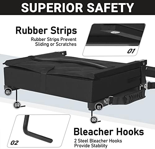 Sheenive Stadium Seats for Bleachers with Back Support, Bleacher Seats with Backs and Cushion Wide, Padded Portable Folding Comfort Stadium Chair with Shoulder Strap, Perfect for Sports Events