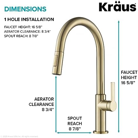 KRAUS Oletto Single Handle Pull Down Kitchen Faucet in Spot Free Antique Champagne Bronze, KPF-2820SFACB