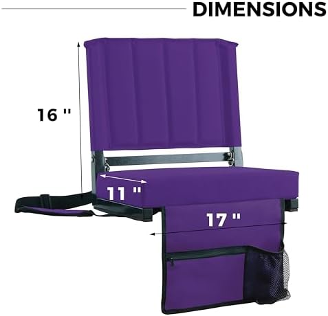SPORT BEATS Stadium Seats with Back Support Bleacher Chairs with Back and Cushion Thick Padded Bleacher Seats Includes Shoulder Strap