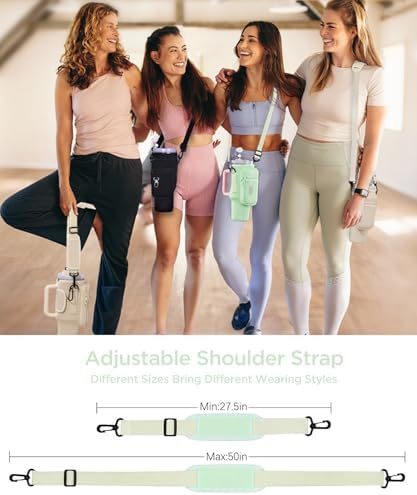 dabria Water Bottle Carrier Bag with Phone Pocket for Stanley 40/30 oz Tumbler Neoprene Water Bottle Holder Pouch with Adjustable Strap Bollus with Straw Cover & Carabiner for Stanley Cup Accessories