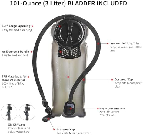 Unigear Tactical Hydration Packs Backpack 1050D with 3L Water Bladder, Thermal Insulation Pack Keeps Liquid Cool up to 4 Hours for Hiking, Cycling, Hunting and Climbing