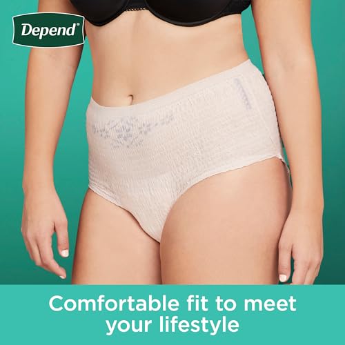 Depend Fresh Protection Adult Incontinence & Postpartum Bladder Leak Underwear for Women, Disposable, Maximum, Medium, Blush, 30 Count, Packaging May Vary