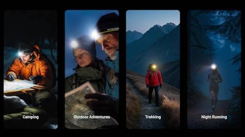 Nitecore NU25 MCT 400 Lumen Lightweight USB-C Rechargeble Outdoor Headlamp with Multiple Color Temperatures Warm Natural, Cold Lights and Red Light (Headband, Black)