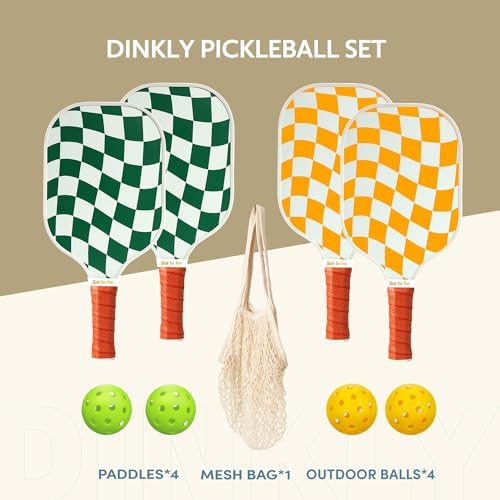 Pickleball Paddles Set of 2/4- USAPA Approved Graphite/Fiberglass Pickleball Racket, 2 Pickleball Rackets, 4 Balls and 1 Portable Carry Bag, Aesthetic Pickle Ball Set for Men Women Beginners