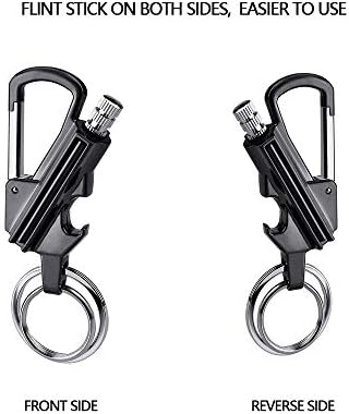 YUSUD 2 Pack Keychain Bottle Opener for Men, Permanent Match with Dual Side Flint Fire Starter, Waterproof Reusable Matchstick, Forever Match for Outdoor Survival, Everlasting Strike Anywhere Matches