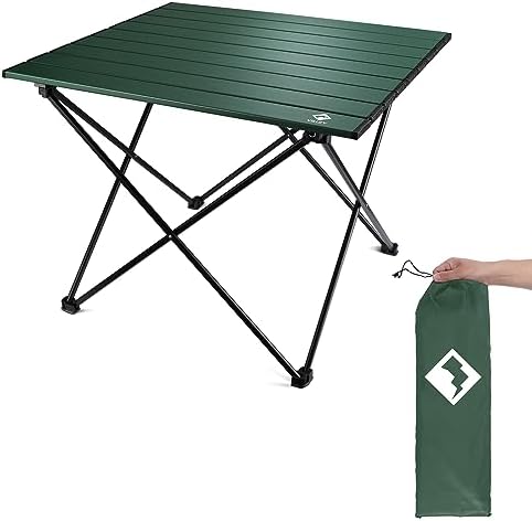 VILLEY Portable Camping Side Table, Ultralight Aluminum Folding Beach Table with Carry Bag for Outdoor Cooking, Picnic, Camp, Boat, Travel