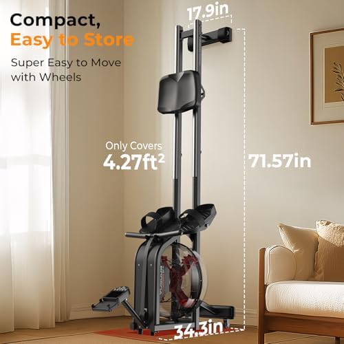YOSUDA Magnetic/Water Rowing Machine 350 LB Weight Capacity - Foldable Rower for Home Use with Bluetooth, App Supported, Tablet Holder and Comfortable Seat Cushion