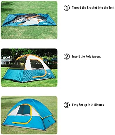 Camping Tent 2 Person, Waterproof Windproof Tent with Rainfly Easy Set up-Portable Dome Tents for Camping…