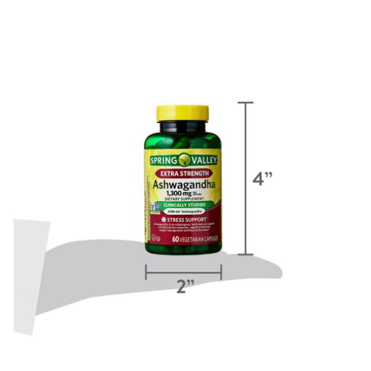 H4U 4 TOP Care Ashwagandha Dietary Supplement, 1300 mg, Stress Relief and Mood Enhancer, 60 Vegetarian Capsules