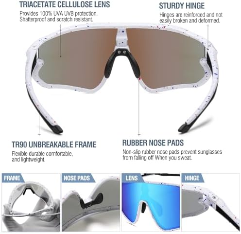 DUCO Kids Sunglasses Youth Baseball Sun Glasses Lightweight TR90 Frame UV400 Sports Cycling Shades for Boys Girls DK268