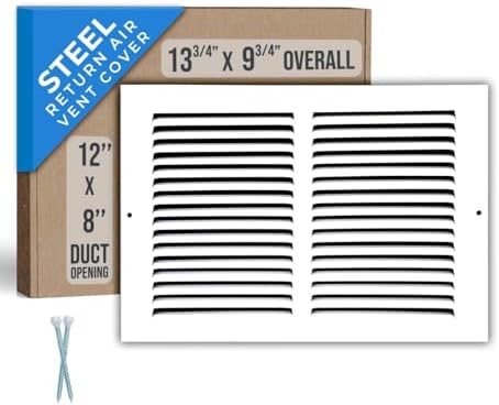 Fits 12x8 Duct Opening | Steel Return Air Grille by Handua | Vent Cover Grill for Sidewall and Ceiling | White | HVAC Cold Air Intake Grille | Outer Dimensions: 13.75"W X 9.75"H