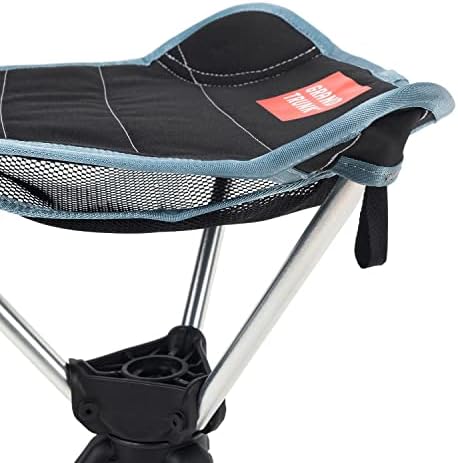 GRAND TRUNK Compass 360° Swivel Camping Stool – Ultra-Light, Foldable & Rotating Travel Chair – Compact & Durable for Outdoors, Hiking, and Fishing – Black