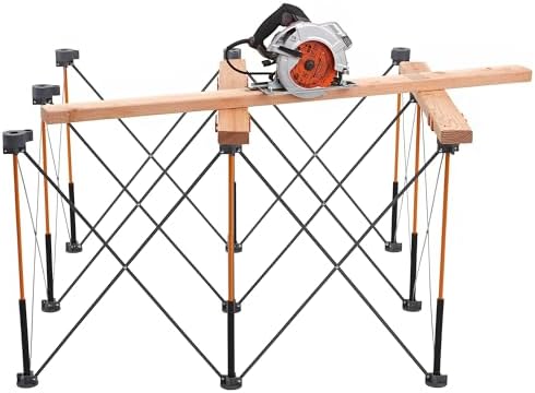 Bora Centipede 30in Folding Work Table Set - No Assembly 9-Strut Collapsible Table 3500lb Weight Limit - 4x4ft Mobile Work Station with Storage Bag, Foldable Work Bench Table - CK9S, Orange/Black