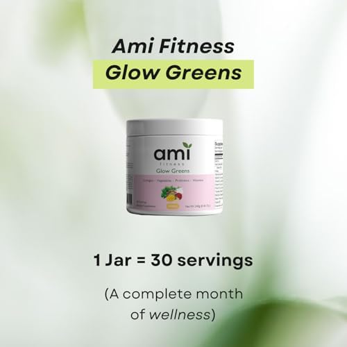 Glow Greens Powder, Collagen with Probiotics, Vitamins, Digestive Enzymes, Superfoods, Gut Health, Bloating Relief, Radiant Skin, Natural Glow, Spirulina, Juice Mix, 30 SVG, Mango