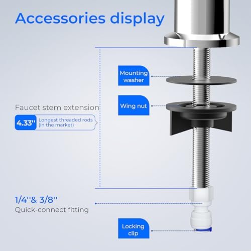 Waterdrop Filtered Water Faucet, Drinking Water Faucet, Reverse Osmosis Faucet, RO Faucet, RO Water Faucet, Water Filter Faucet for Kitchen Sink, Stainless Steel, Lead-Free, Polished Chrome