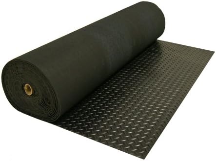 Rubber-Cal Diamond-Plate Rubber Flooring Rolls - 3 mm x 4 ft x 3 ft Rolls - Black