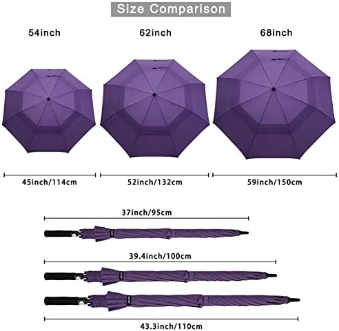 G4Free 47/54/62/68 Inch Automatic Open Golf Umbrella Oversize Extra Large Double Canopy Vented Windproof Waterproof Stick Umbrellas