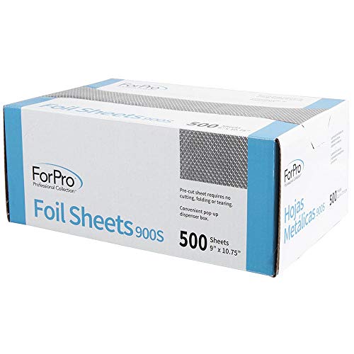 ForPro Professional Collection Embossed Foil Sheets 900S, Aluminum Foil, Pop-Up Dispenser, for Hair Color Application and Highlighting, Food Safe, 9” W x 10.75” L, 500-Count (Pack of 6)