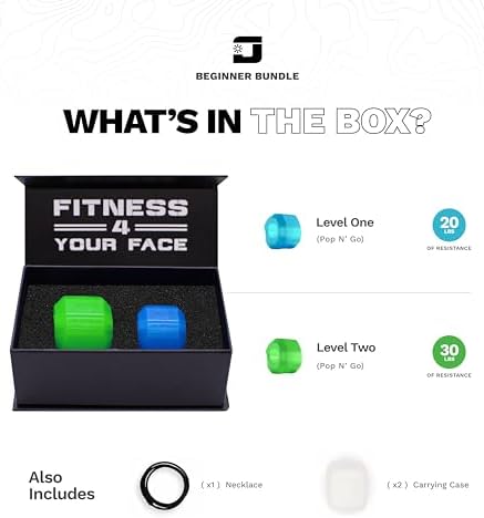 Jawzrsize Pop N Go and Custom Fit Jaw Enhancer Bundles- Jaw, Face, and Neck Exerciser and Toner