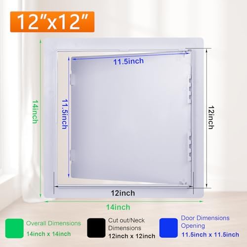 Suteck Plastic Access Panel for Drywall Ceiling 12 x 12 Inch Reinforced Plumbing Wall Access Doors Removable Hinged White