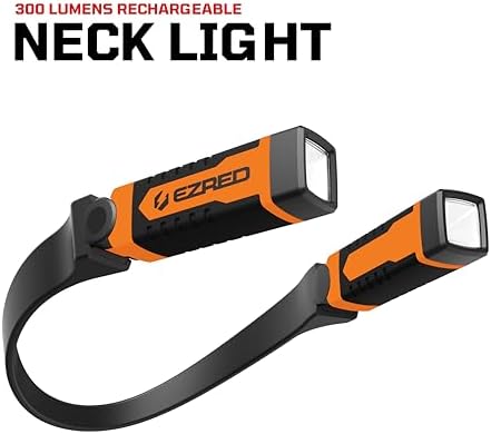 EZRED NK15-OR ANYWEAR Rechargeable Neck Light for Hands-Free Lighting, Orange, Perfect Light for Mechanics, Camping, Hunting, DIY Projects, Reading