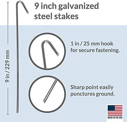 Pinnacle Mercantile 120 Pack Tent Stakes Metal Garden Edging Fence Hooks Pegs Christmas Decoration Stakes Made USA 9 inches Long