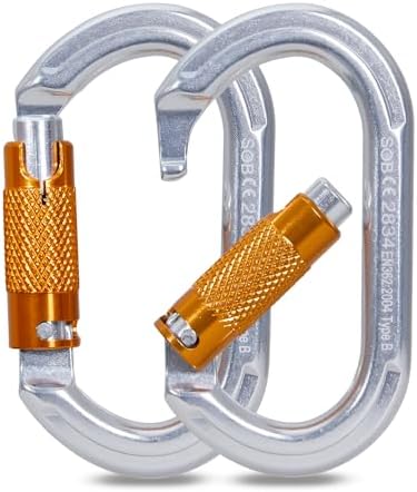 SOB Auto Locking Climbing Carabiner Clips,Heavy Duty Asymmetrical Carabiner Connector Used for Rappelling Gear Rescue Outdoor Projects Dog Leash