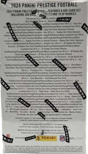 2024 Panini Prestige Football Trading Cards Blaster Box