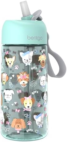 Bentgo Kids Water Bottle - Leak-Proof, Durable Tritan, BPA-Free 15 oz. Cup for Kids/Toddlers Ages 3+, Safe Sip Spout, Carrying Handle, & Dishwasher Safe for School, Sports, Daycare & Camp (Puppy Love)