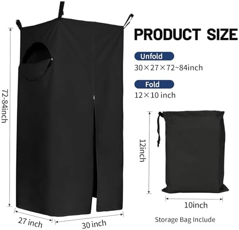 Tuszom Heavy Duty 600D Privacy Tent for Boat, Heavy Duty Hanging Changing Room for Bimini Top with Storage Bag, Portable Privacy Station for Pontoons