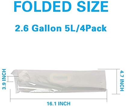 Soddeph Collapsible Water Container Bag, BPA Free Food Grade Clear Plastic Storage Jug for Sport Camping Riding Mountaineer,Freezable, Food Grade (4-pack-2.6 Gal)