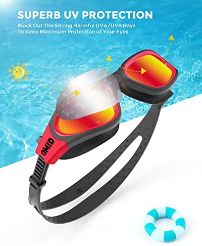 OMID Kids Swim Goggles, P2mini Polarized Swimming Goggles Comfortable for Age 6-14