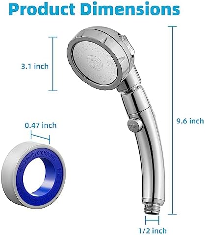 Marbrasse High Pressure Shower Head, Angle-Adjustable Water Saving Body Sprays… (Chrome, 2Pack)