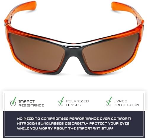 Nitrogen Polarized Wrap Around Sport Sunglasses for Men Women UV400 Protection Sun Glasses