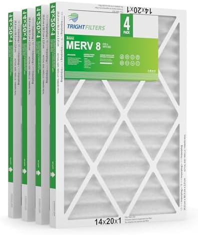 14x20x1 Air Filter 4 Pack, MERV 8 Pleated Dust Defense Air Filters Replacement Air Conditioner HVAC AC Furnace Filter, Durable and Lightweight