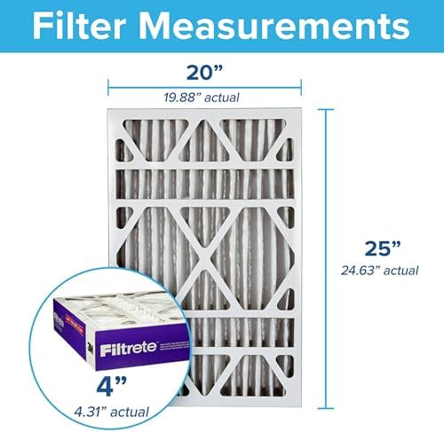 Filtrete 20x25x4 AC Furnace Air Filter, MPR 1550, MERV 12, Fits Lennox & Honeywell, Allergen, Electrostatic Air Cleaning Filter, 4-Pack (actual size 19.88 x 24.63 x 4.31)