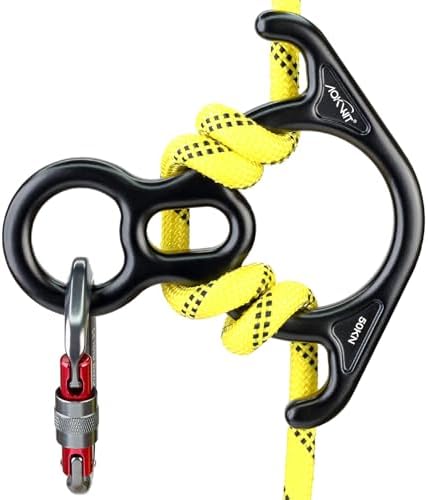 50KN Rescue Figure, 8 Descender Large Bent-Ear Belaying and Rappelling Gear Belay Device Climbing for Rock Climbing Peak Rescue 7075 Aluminum Alloy