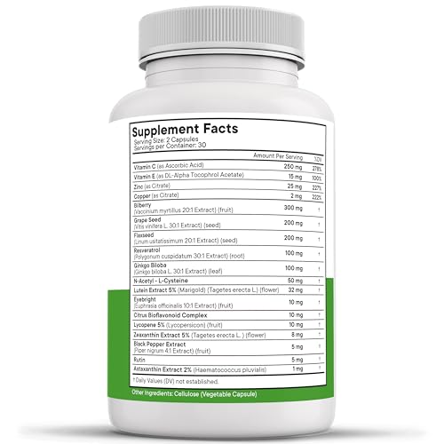 NEW AGE AREDS 2 Eye Vitamin Contains Bilberry 6000mg Lutein (32mg), Grape seed (6000 mg), Eyebright (1000 mg), and Zeaxanthin (8 mg) - 120 Count