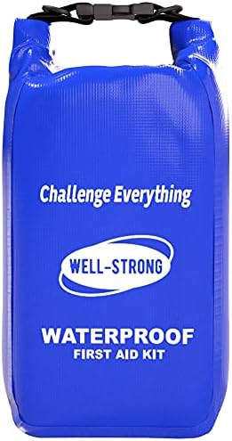 Waterproof First Aid Kit Roll Top Boat Emergency Kit with Waterproof Contents for Fishing Kayaking Boating Swimming Camping Rafting Beach Blue