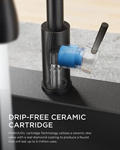 FORIOUS Kitchen Faucet with Soap Dispenser and Pull Down Sprayer, High Arc Single Handle Classic 3 Modes Stainless Steel Faucet for Kitchen Sink Farmhouse RV Bar Laundry Camper, Oil Rubbed Bronze