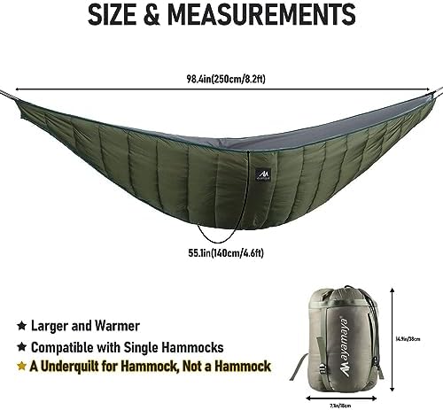 AYAMAYA Single & Double Hammock Underquilt Full Length Big Size Under Quilts for Hammocks, Camping Backpacking Essential, Winter Cold Weather Warm UQ Blanket Bottom Insulation