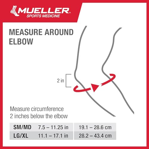 MUELLER Sports Medicine Hg80 Premium Tennis Elbow Support, Golfer's Elbow Pain Relief For Men and Women, Black, Small/Medium