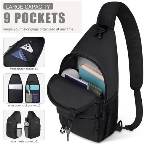 Crossbody Bags for Women Men Trendy Sling Bag Bakpack Casual Chest Bag with Convertible Shoulder Strap