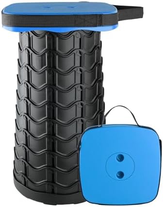 Boreeman Upgraded Collapsible Stool, Square Portable Stool, Lightweight Yet More Sturdy with Load Capacity 400lbs, Perfect for Camping Fishing Hiking BBQ (Square Blue)