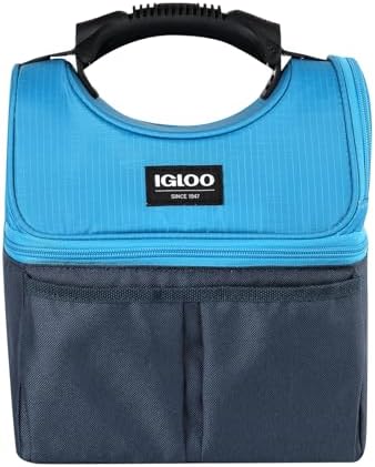 Igloo Soft Cooler Gripper Lunch Bag, Portable Dual Compartment Lunch Cooler, Insulated Lunch Box, Soft Sided Cooler Bag